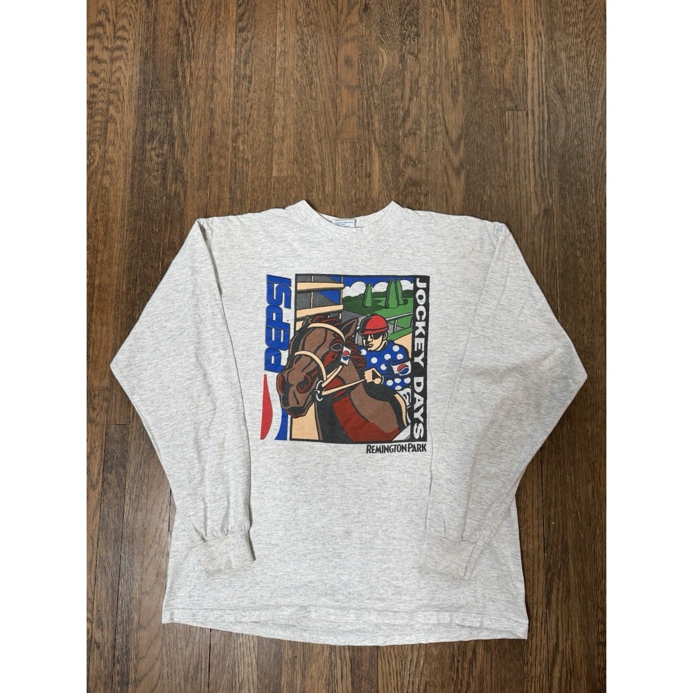 Vintage 90s Pepsi Remington Park Jockey Days Long Sleeve All Sport Shirt XL USA